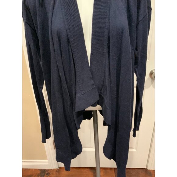 Michael Kors Navy Blue Open Front Cardigan Sweater W/ Zipper Shoulder, Size M - Picture 3 of 7